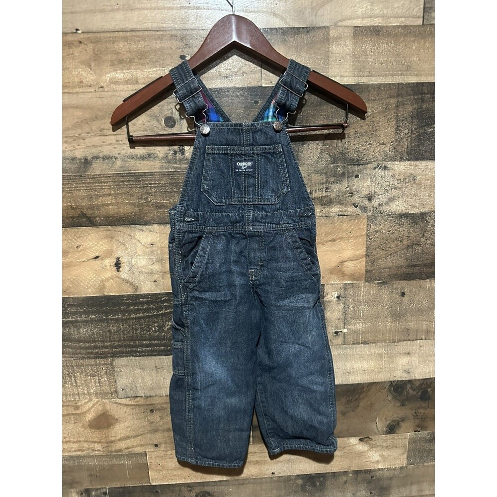 Oshkosh Overalls Denim Flannel Lined 2T Boys